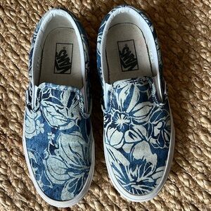 Vans Indigo Tropical Blue Denim Slip On Sneaker
